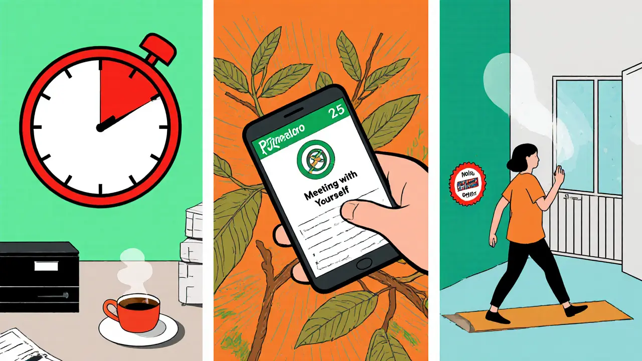 Postava používá Pomodoro, nastavuje osobní čas a provádí digitální detox.