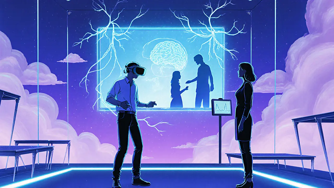 Futuristická psychodrama ve VR s neurofeedbackem.