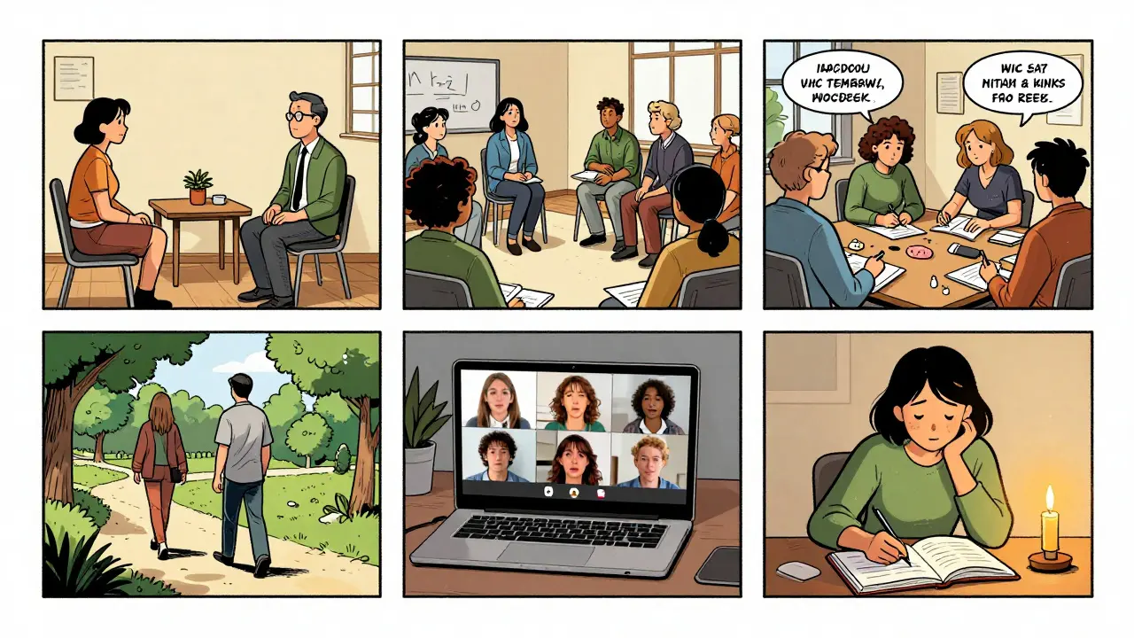 Strukturovaný denní plán rezidenční léčby: individuální, skupinová a rodinná terapie, tělovýchova a reflexe v českém zařízení.