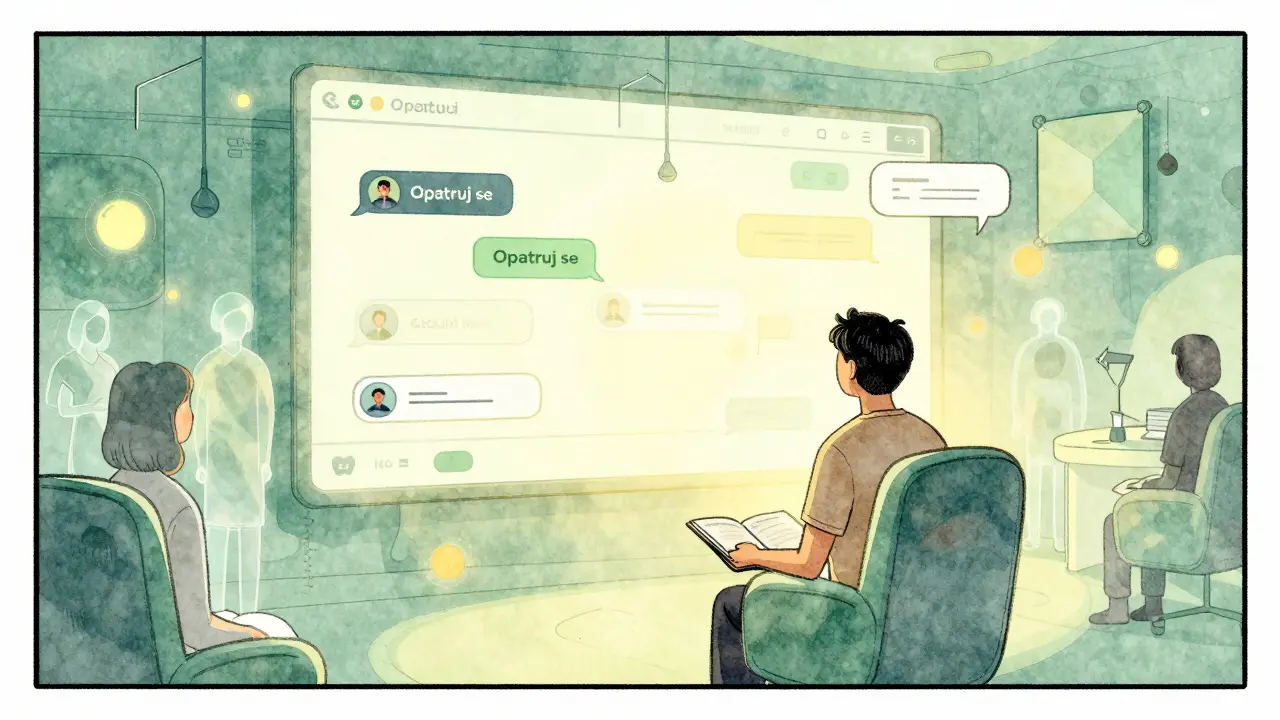 Futuristické prostředí online poradenství s plavajícími světly